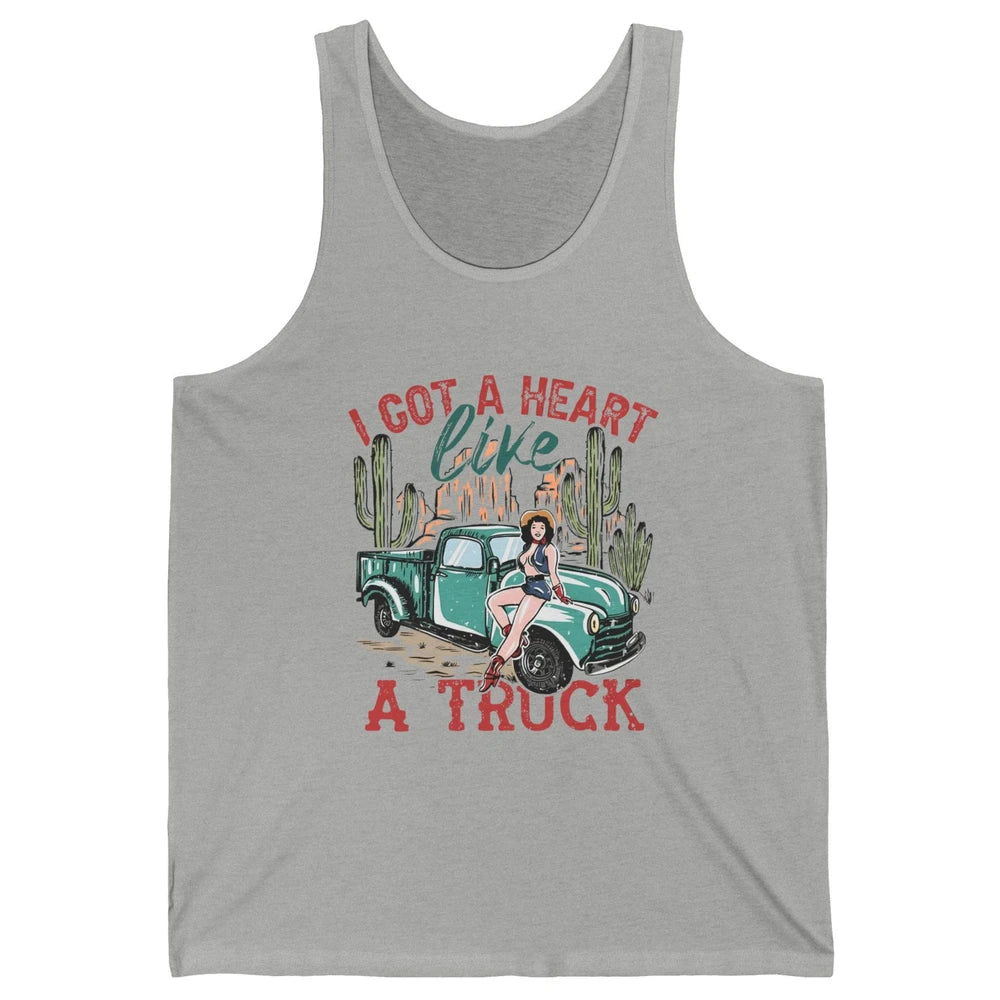 Retro Desert Cowgirl Got A Heart Like Truck Western Country Unisex Jersey Tank