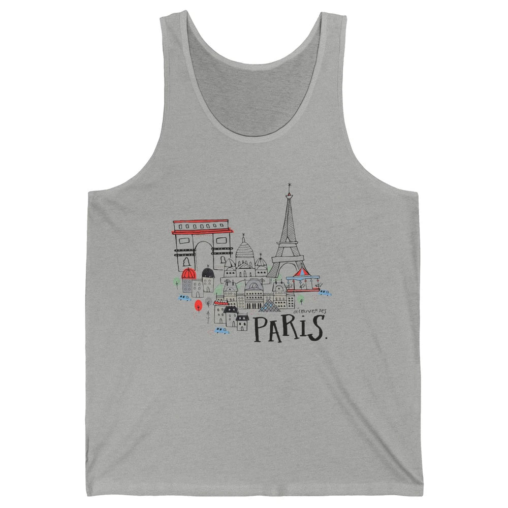 Paris Eiffel Tower Travel France Gift Paris Skyline Unisex Jersey Tank