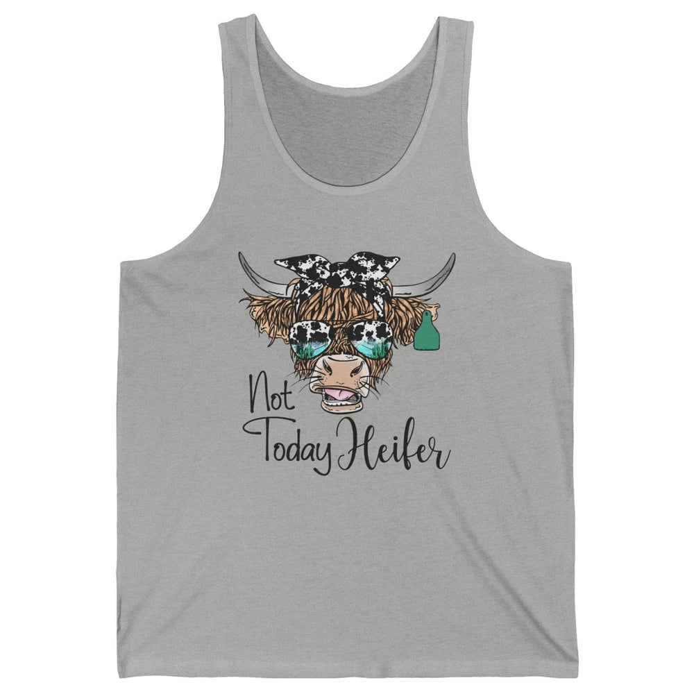 Highland Cow Bandana Cowhide Not Today Heifer Western Animal Unisex Jersey Tank