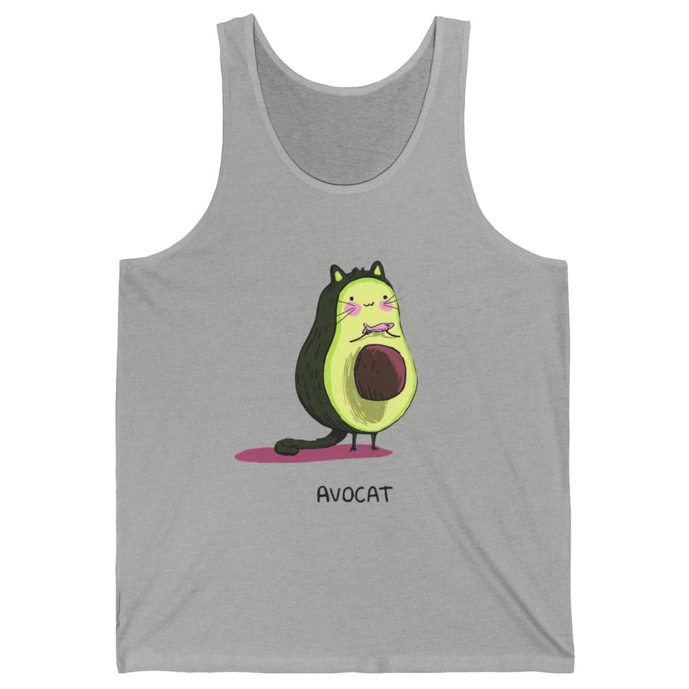 Cute Avocat Avocado Pink Cat Kitten Pun Healthy Vegan Veggie Unisex Jersey Tank
