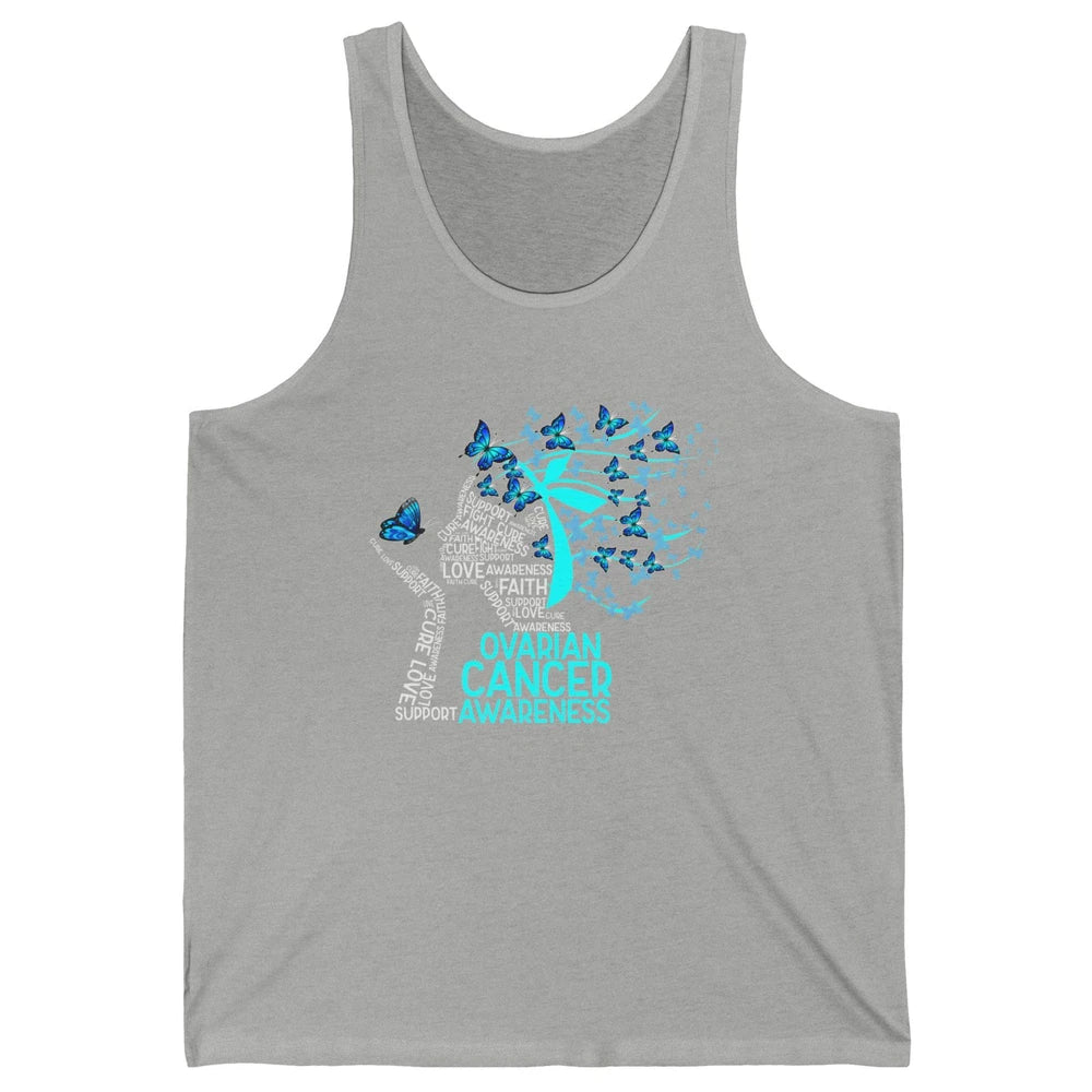Ovarian Cancer Awareness Hope Love Cure Teal Ribbon Unisex Jersey Tank