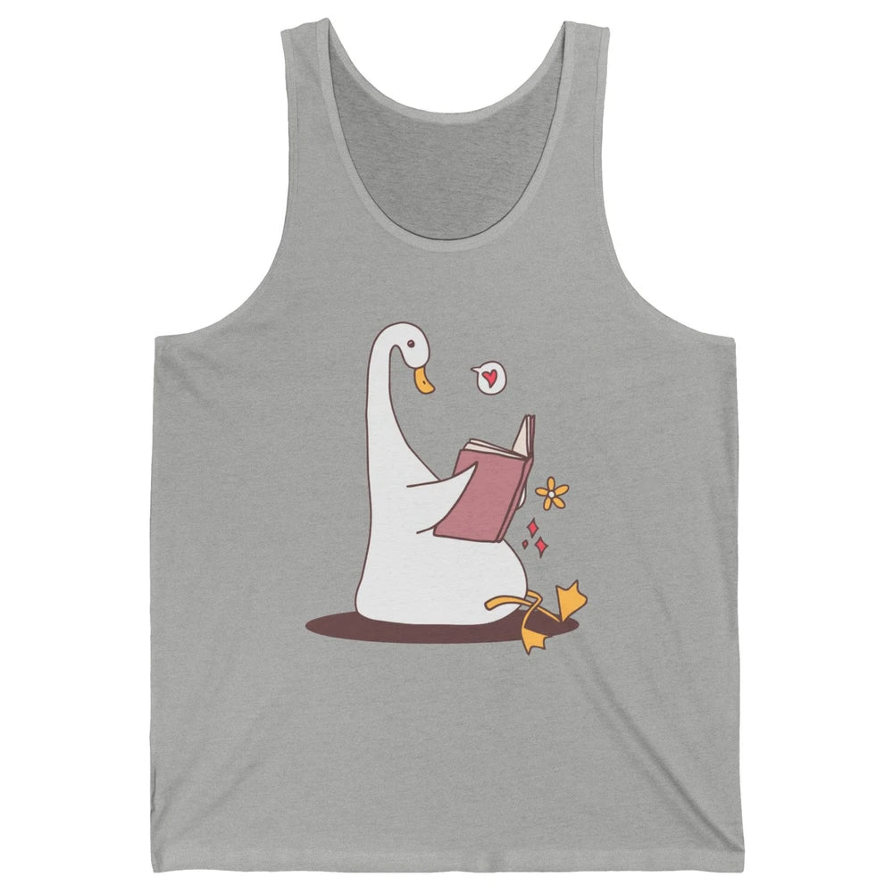 Funny Silly Goose Book Reading Goose Book Lovers Bookish Unisex Jersey Tank
