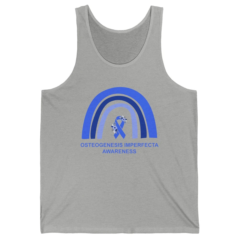 Osteogenesis Imperfecta Awareness OI Floral Blue Rainbow Unisex Jersey Tank