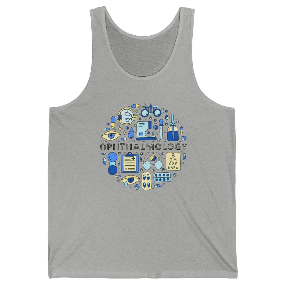 Optometrist Eye Chart Phoropter Symbols Ophthalmology Tech Unisex Jersey Tank