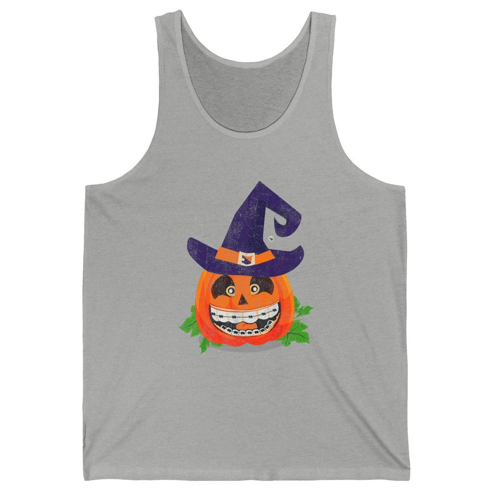 Pumpkin Witch Teeth Braces Dental Dentist Halloween Spooky Unisex Jersey Tank