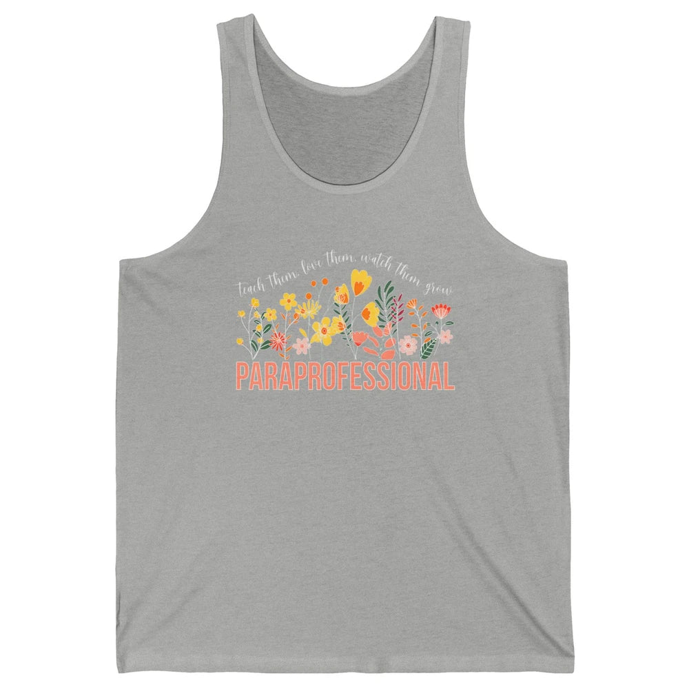Para Teacher Teach Love Student Wildflower Paraprofessional Unisex Jersey Tank