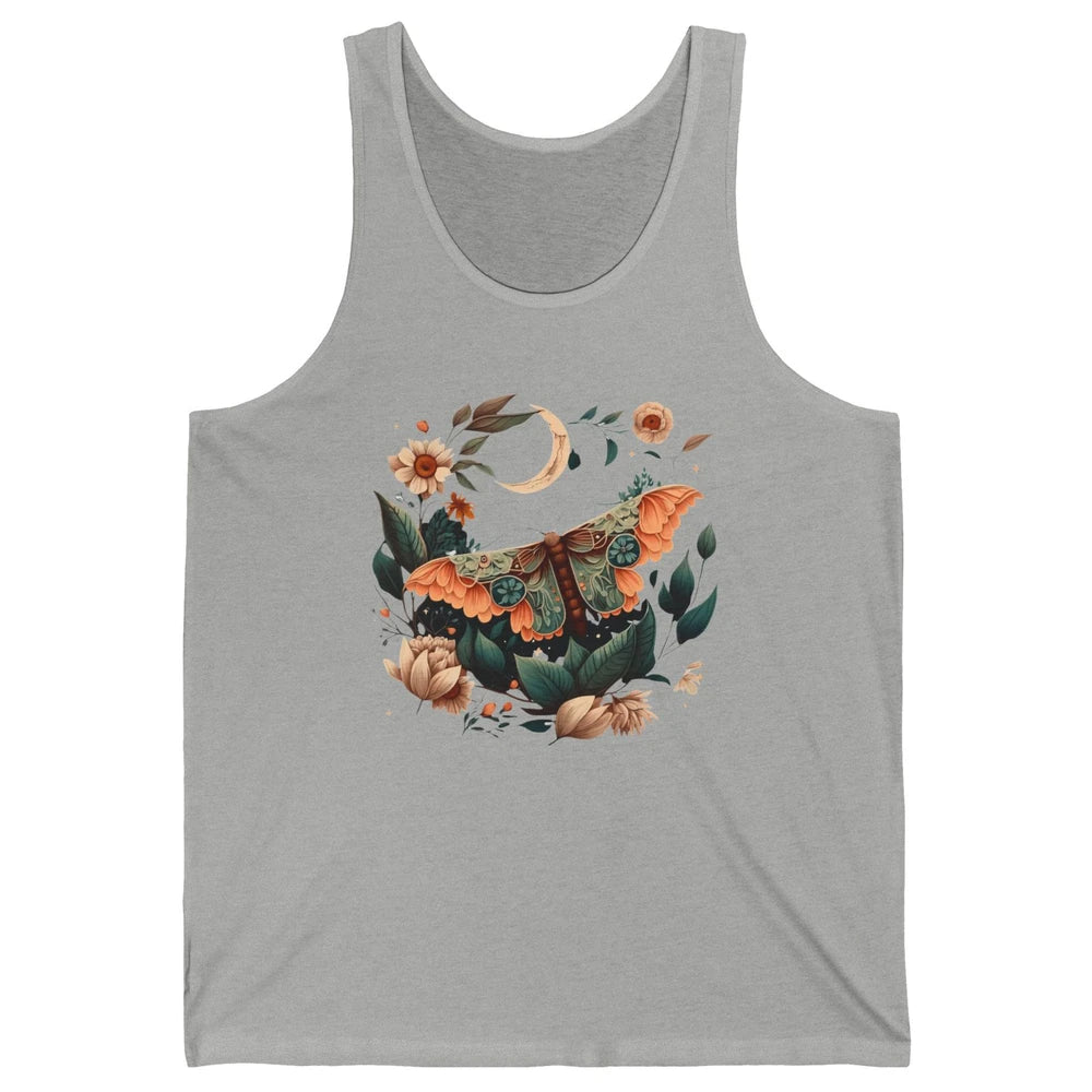 Retro Floral Moth Moon Butterfly Boho Moth Lovers Gift Unisex Jersey Tank
