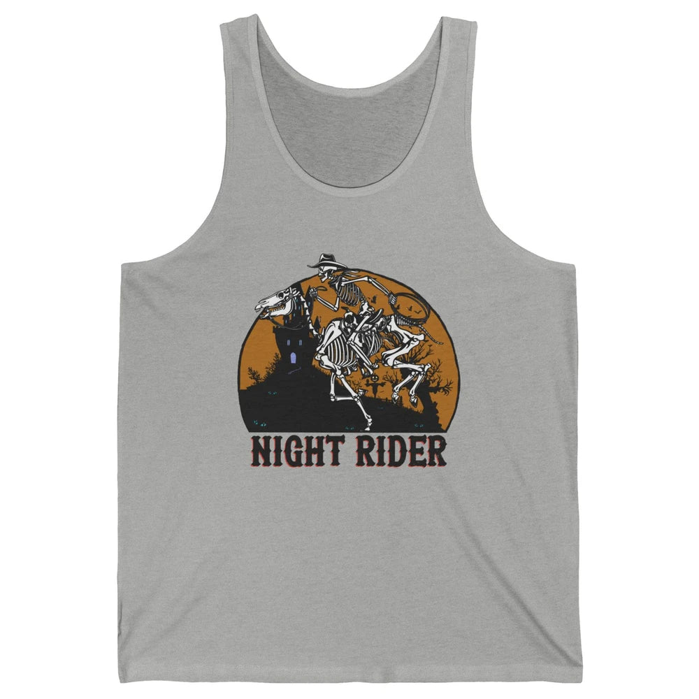 Cowboy Skeleton Bucking Horse Night Rider Western Halloween Unisex Jersey Tank