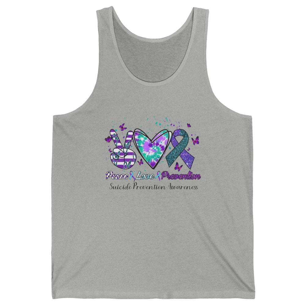 Peace Love Prevention Teal Purple Ribbon Suicide Awareness Unisex Jersey Tank