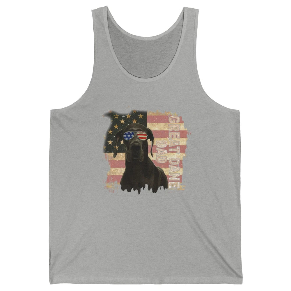 Retro Best Great Dane Dad Ever American Flag 4th Of July Unisex Jersey Tank