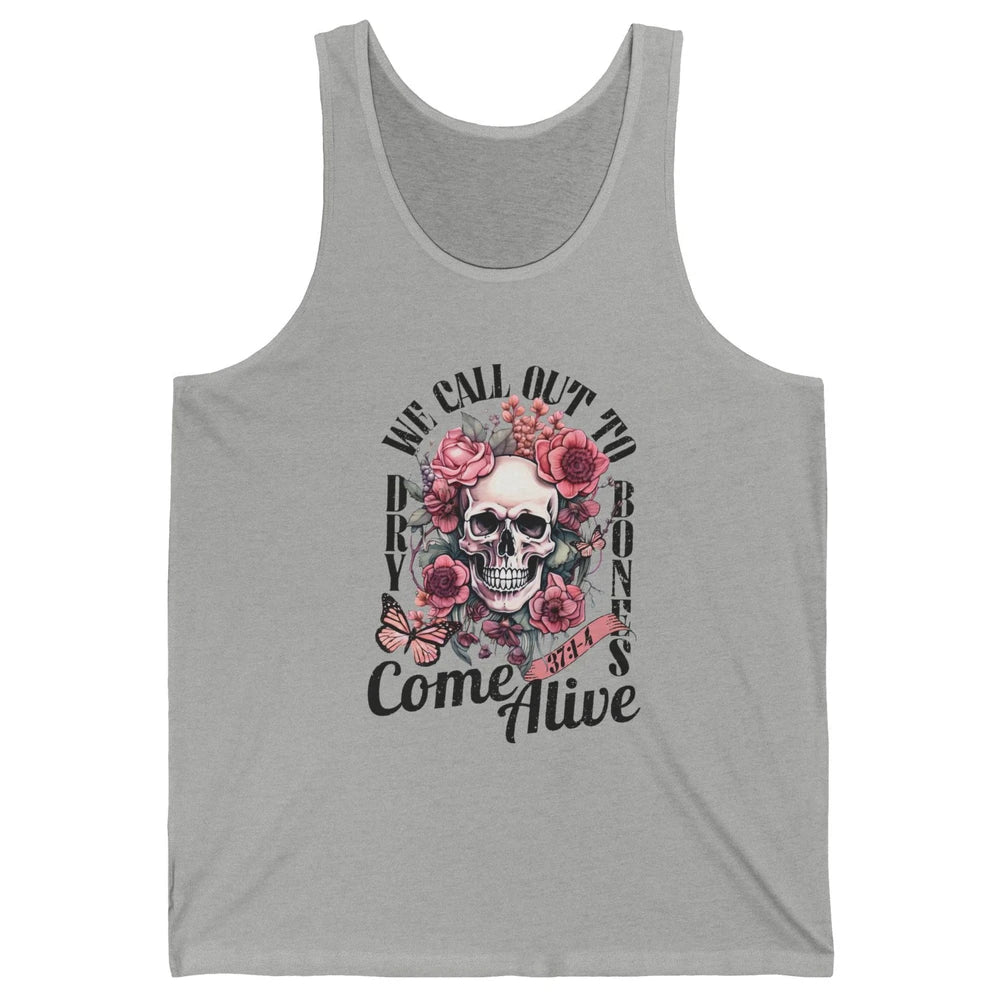 Floral Skull Dry Bones Come Alive Bible Christian Halloween Unisex Jersey Tank