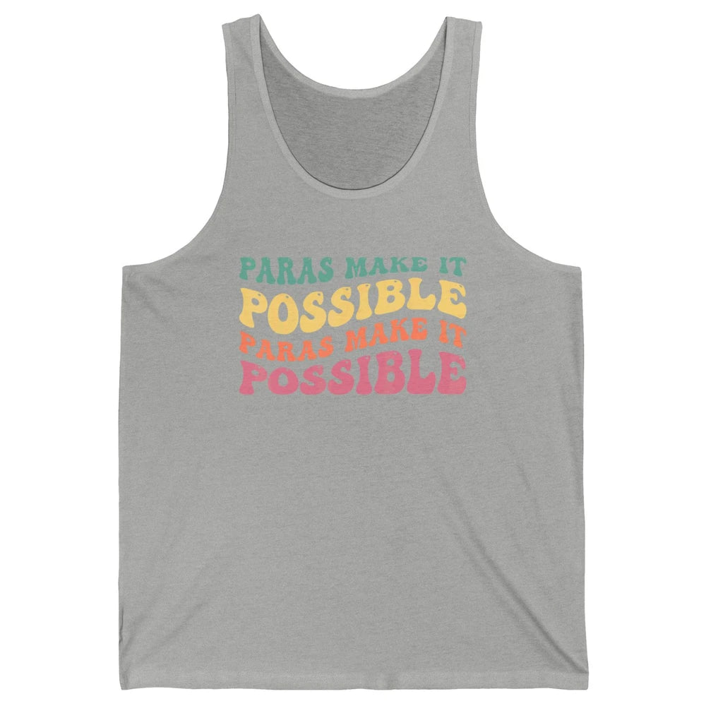 Paras Make It Possible Groovy Boho Paraprofessional Teacher Unisex Jersey Tank