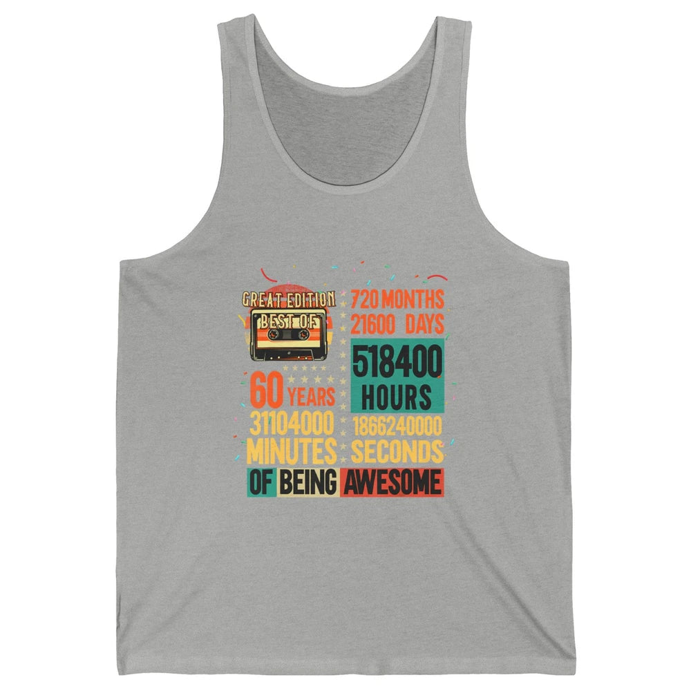 Retro 60s Lifetime Cassette Music Count Down 60th Birthday Unisex Jersey Tank