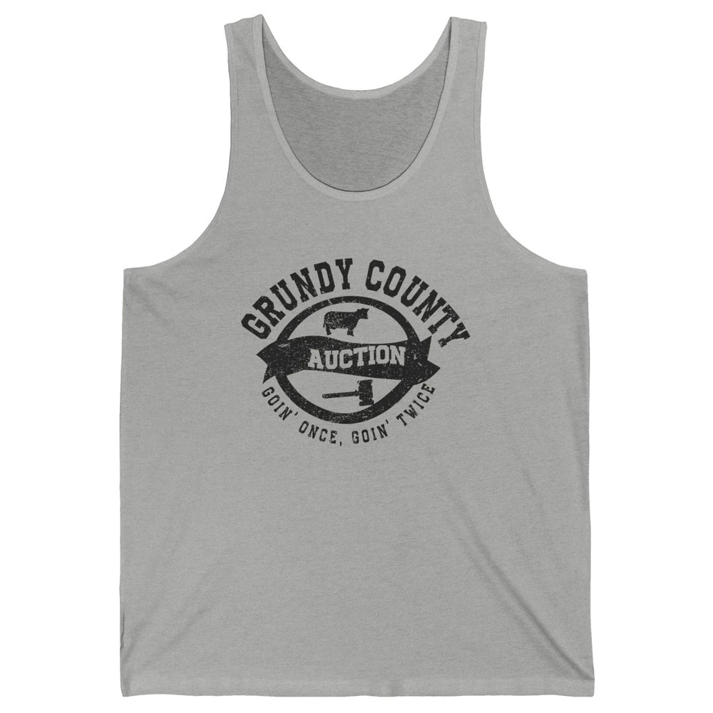 Retro Bull Skull Grundy County Auction Western Country Farm Unisex Jersey Tank