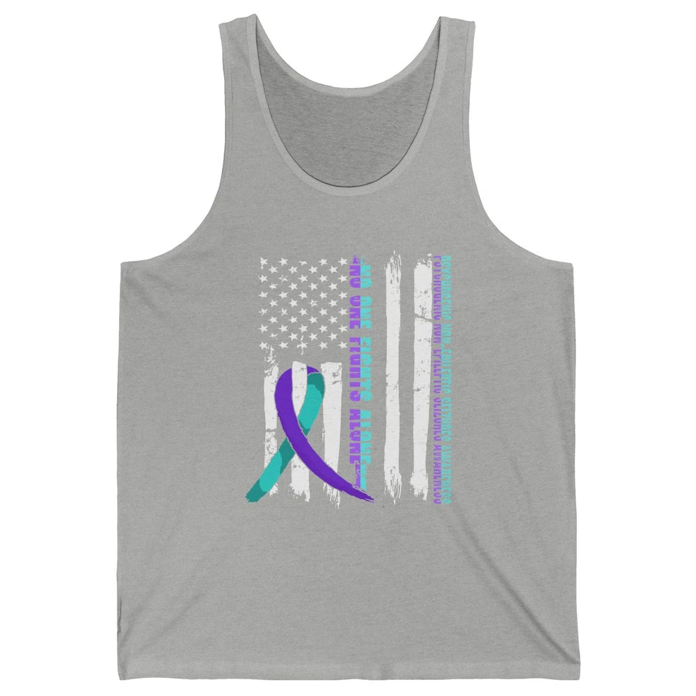 PNES Awareness Purple Teal Ribbon No One Fight Alone US Flag Unisex Jersey Tank