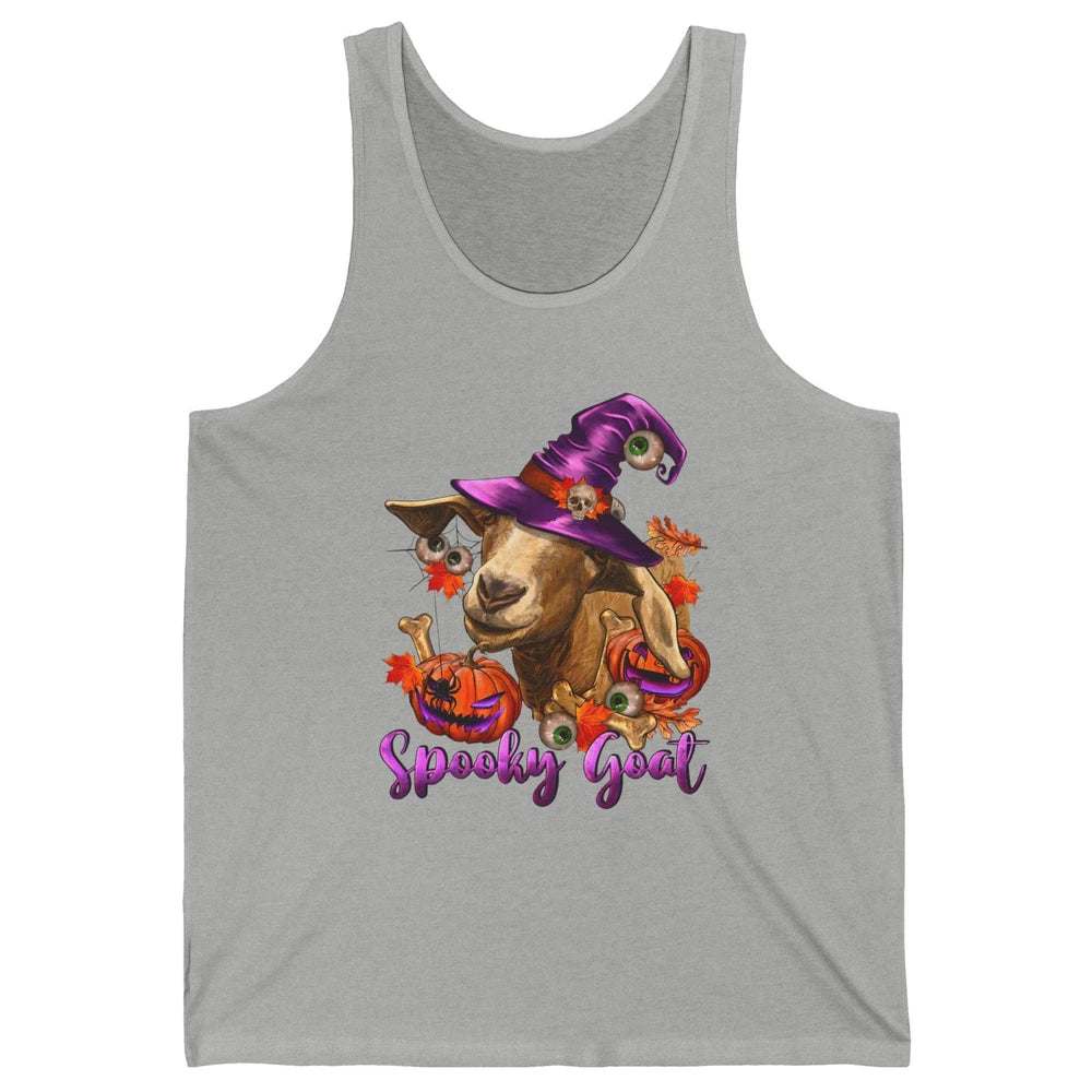 Funny Goat Witch Pumpkin Fall Leaves Halloween Goat Mom Unisex Jersey Tank