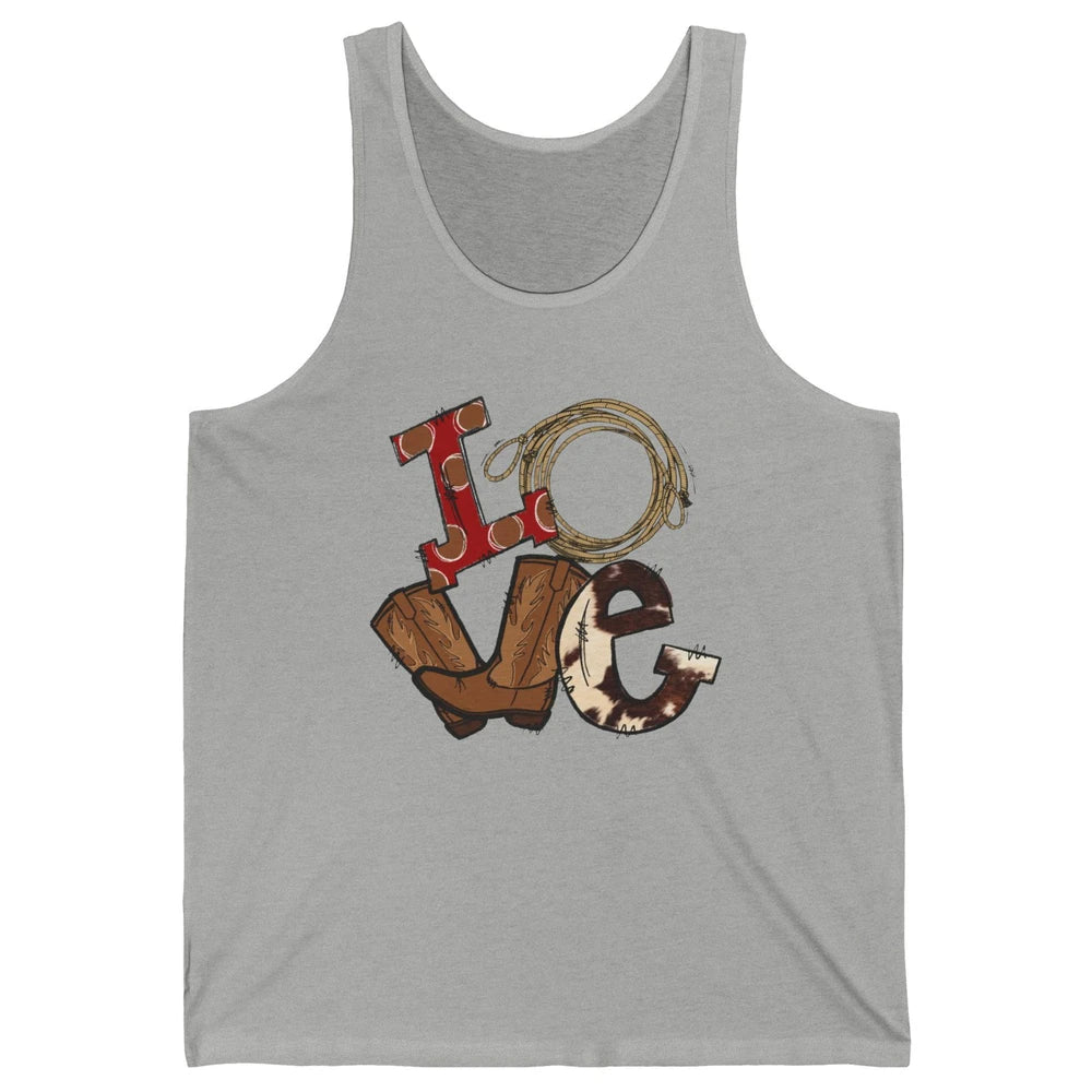 Retro Love Rodeo Cowboy Boots Lasso Western Country Cowgirl Unisex Jersey Tank