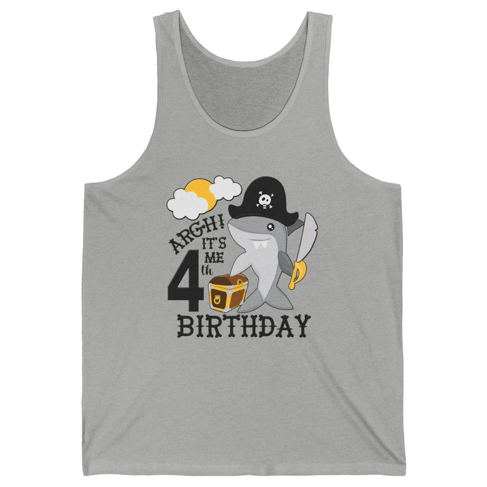 Pirate Shark 4th Birthday Party 4th Birthday Boy Girl Gift Unisex Jersey Tank