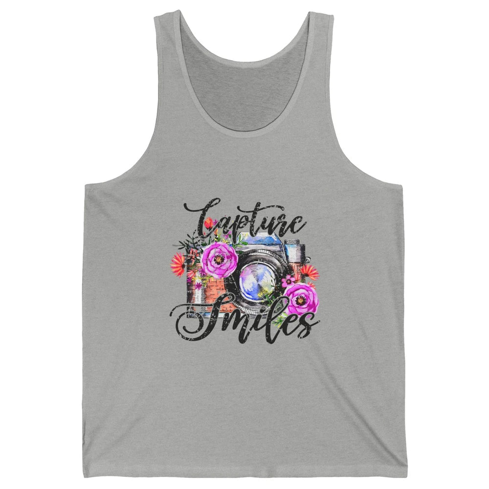 Photography Day Capture Smiles Retro Floral Camera Traveller Unisex Jersey Tank