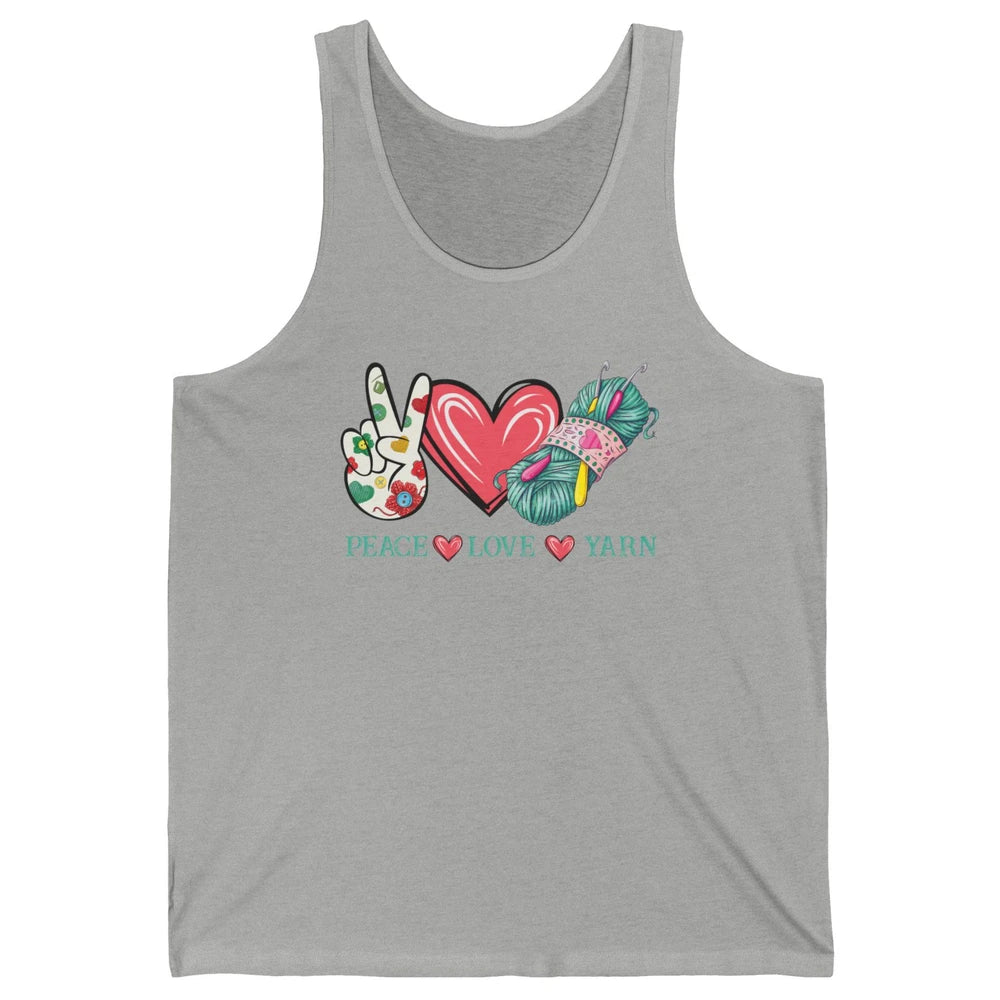 Peace Love Yarn Crochet Lovers Yarning Crocheting Heart Gift Unisex Jersey Tank