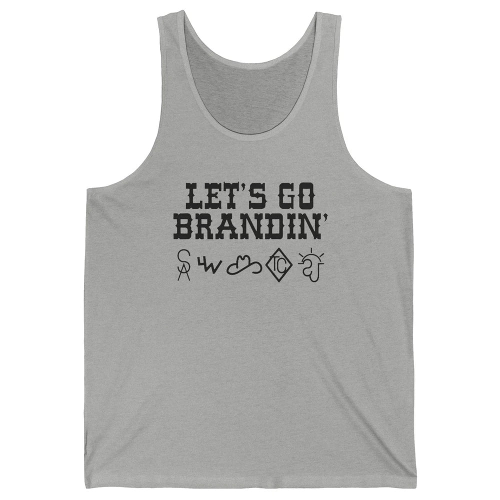 Retro Cowboy Hat Let's Go Brandin' Western Country Symbols Unisex Jersey Tank