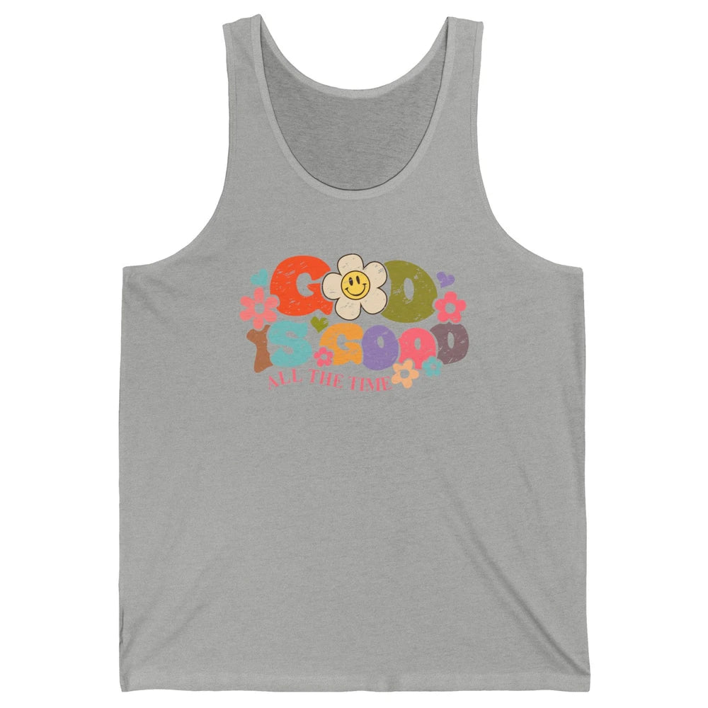 Retro Groovy God Is Good All The Time Christian Religious Unisex Jersey Tank