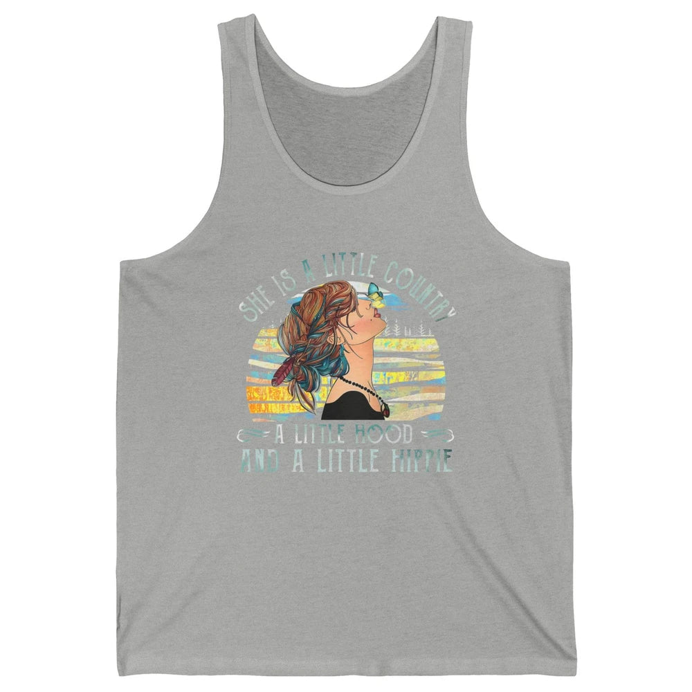 Retro Hippie Girl She's A Little Country A Little Hood Peace Unisex Jersey Tank