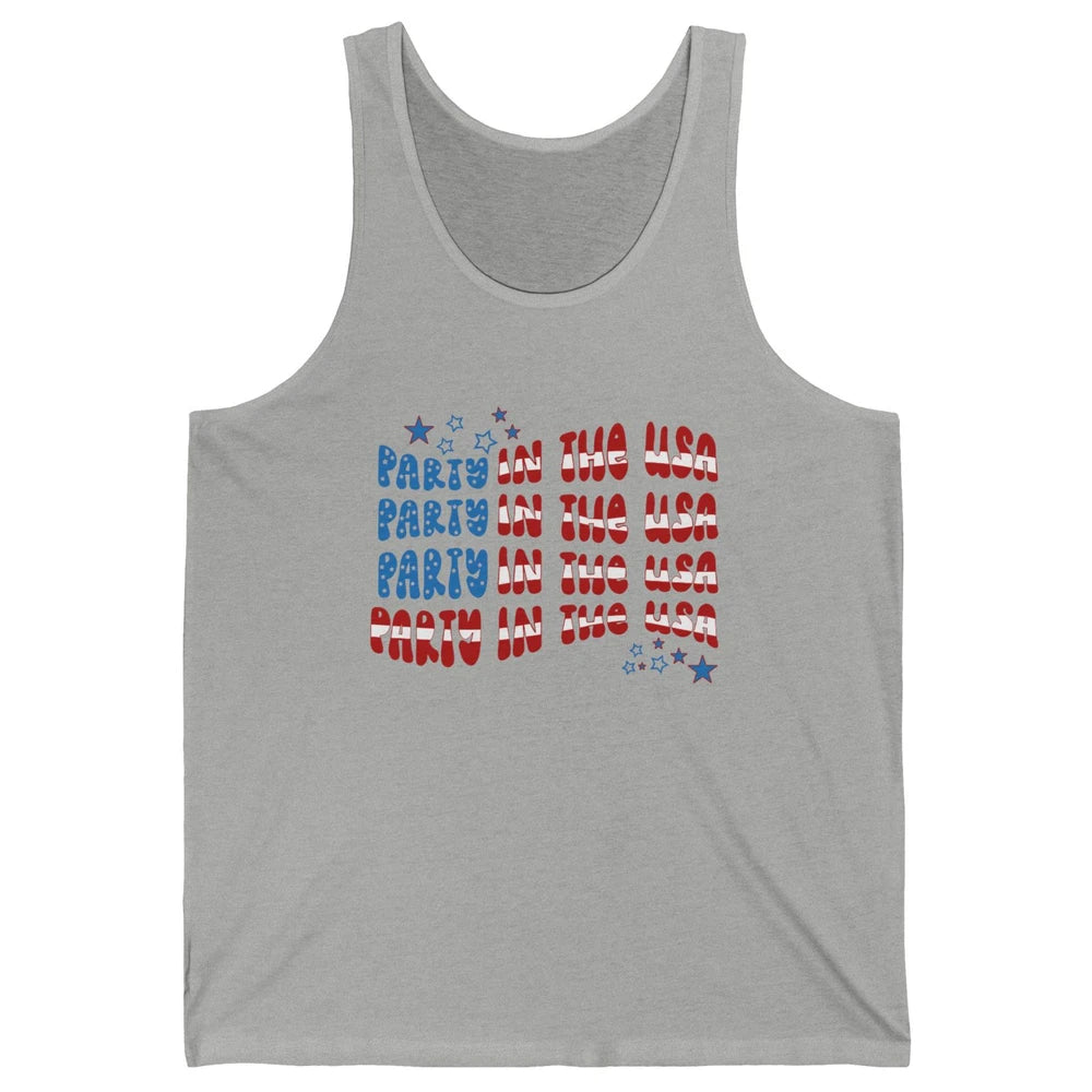 Retro July 4th Party In The USA Retro Stripe Star US Patriot Unisex Jersey Tank