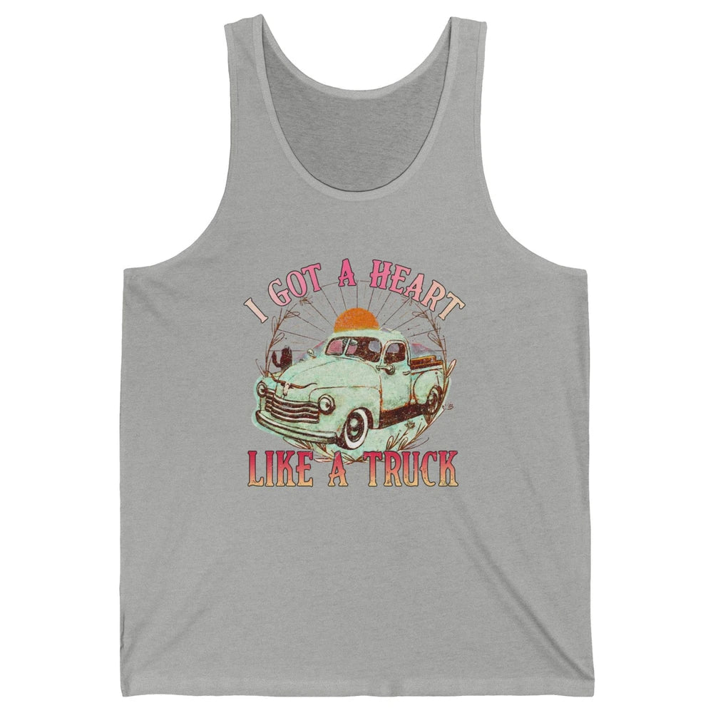 Retro Desert Sunset Truck I Got A Heart Like A Truck Western Unisex Jersey Tank