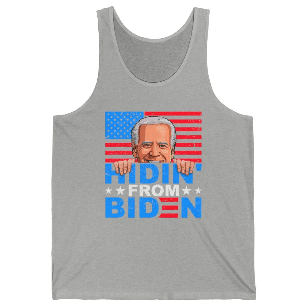 Retro Funny Joe Biden Hiding From Biden Anti Liberal US Flag Unisex Jersey Tank