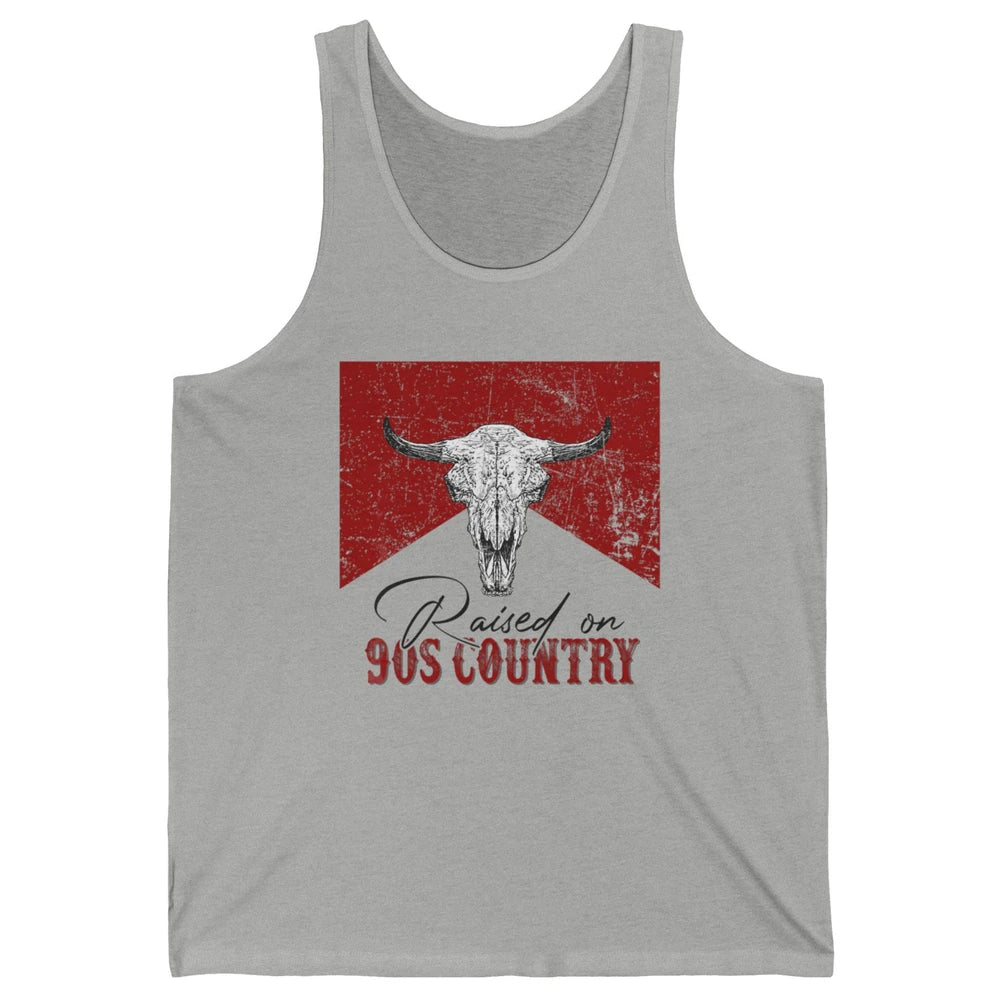 Raised On 90s Country Bull Skull Retro Western Country Rodeo Unisex Jersey Tank