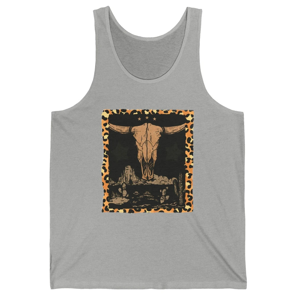 Retro Desert Cactus Cow Horn Skull Western Country Cowboy Unisex Jersey Tank