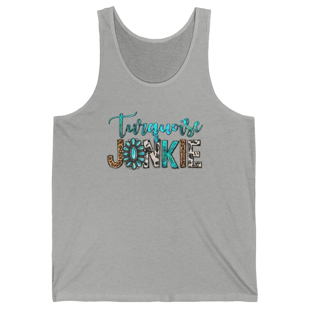 Retro Leopard Turquoise Junkie Gemstone Western Country Unisex Jersey Tank