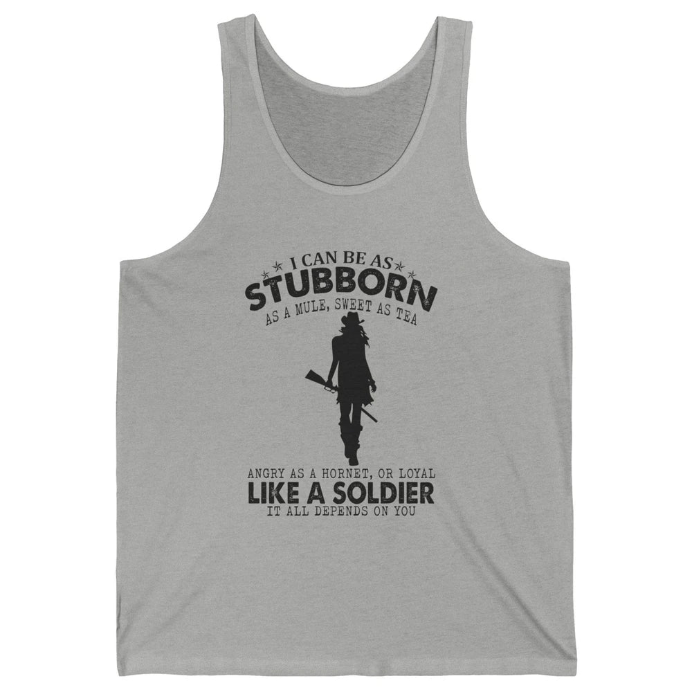 Retro Cowgirl Stubborn As Mule Sweet As Tea Western Country Unisex Jersey Tank