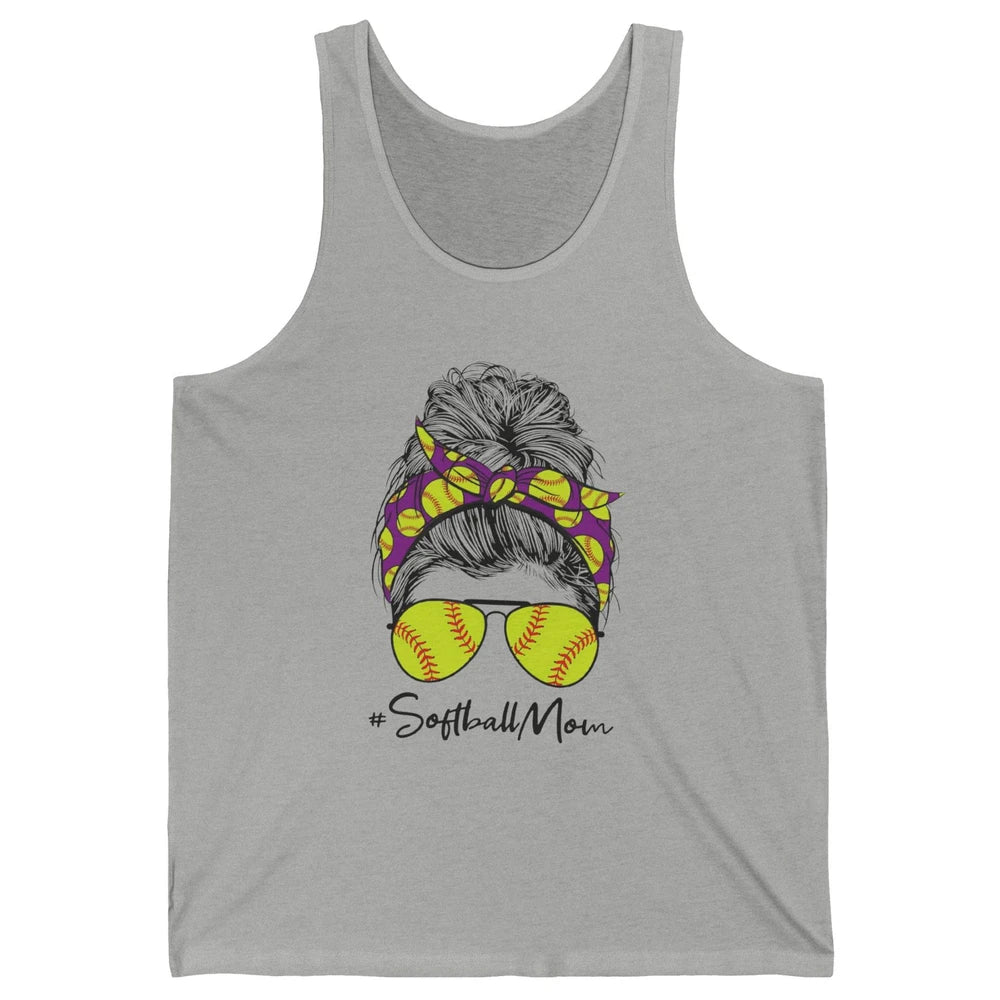 Mom Life Softball Mom Bun Softball Headband Sunglasses Unisex Jersey Tank