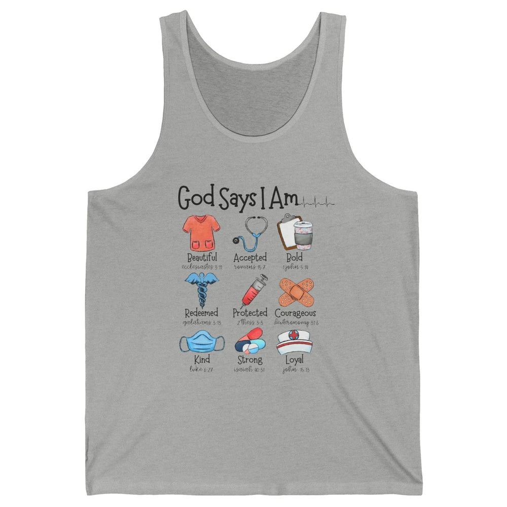 Nurse Christian God Says I Am Bible Verse Religious Western Unisex Jersey Tank