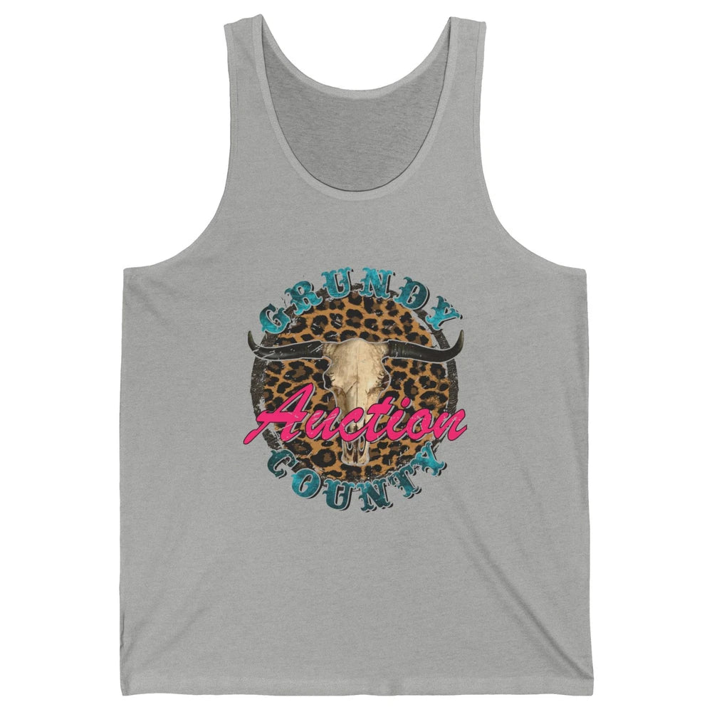 Leopard Grundy County Auction Bull Skull Western Country Unisex Jersey Tank