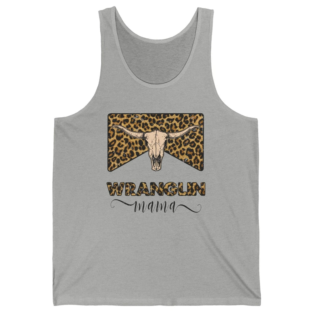 Retro Leopard Bull Skull Wrangling Mama Western Country Girl Unisex Jersey Tank