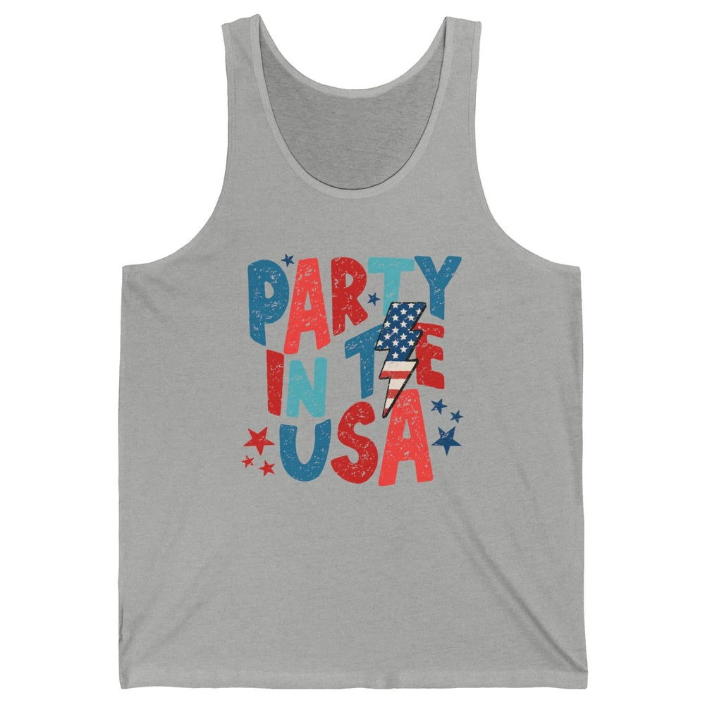 Party In The USA US Flag Lightning Bolt July 4th US Patriot Unisex Jersey Tank