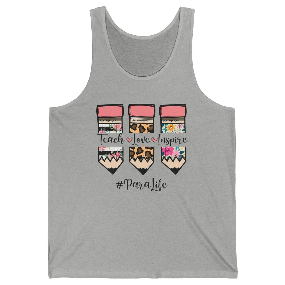 Floral Leopard Teach Love Inspire Para Life Para Teacher Unisex Jersey Tank