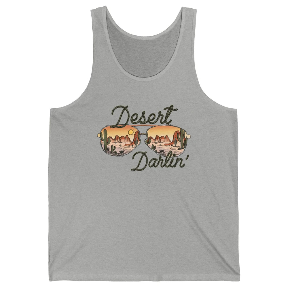 Retro Desert Darling Cactus Glasses Western Country Cowboy Unisex Jersey Tank