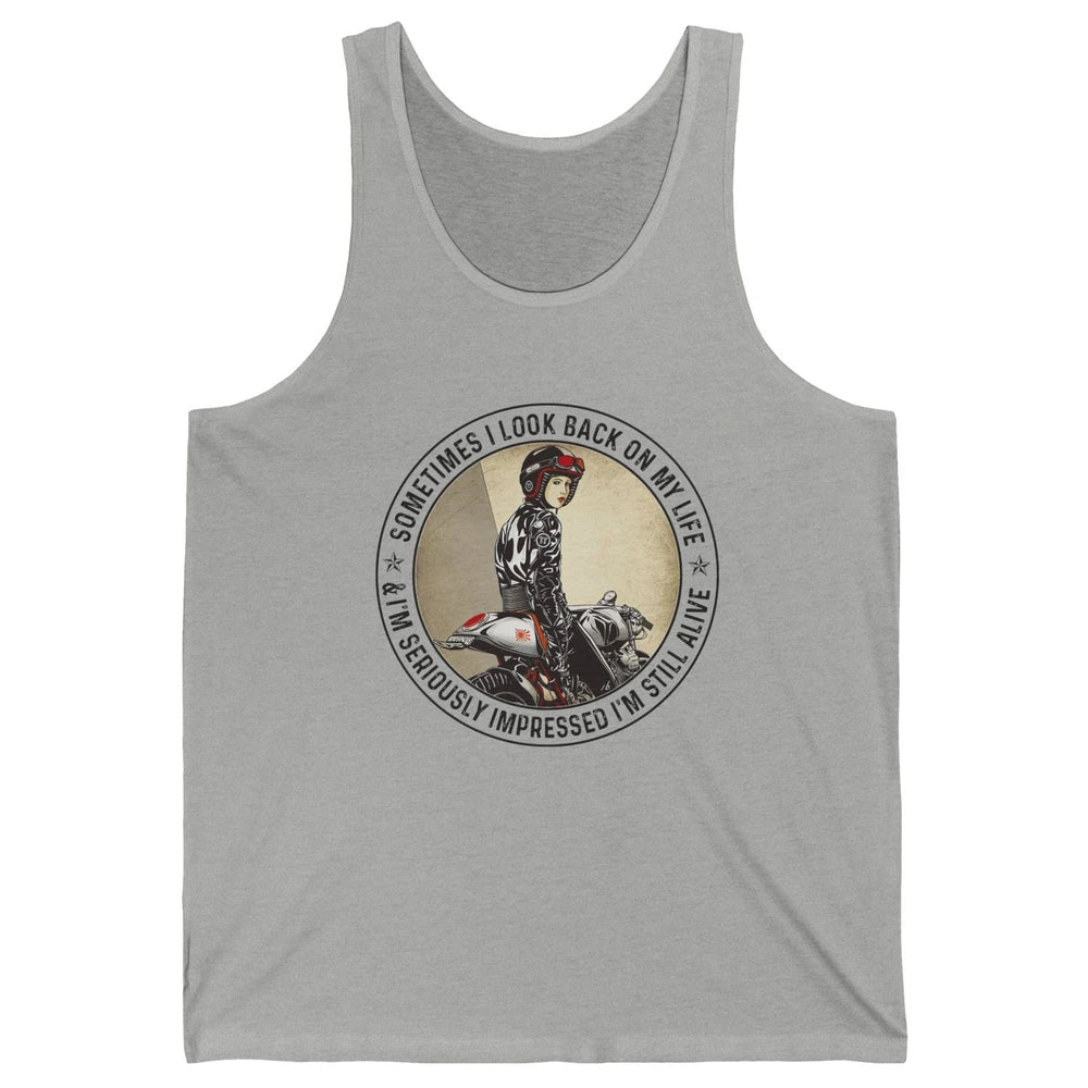Retro Biker Sometimes I Look Back On My Life Motorcycle Gift Unisex Jersey Tank