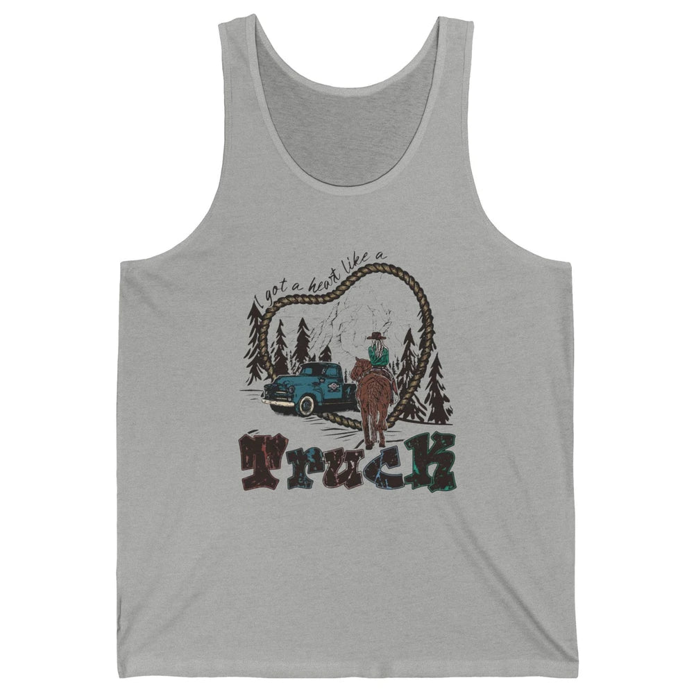 Retro Cowgirl Riding Got A Heart Like Truck Western Country Unisex Jersey Tank