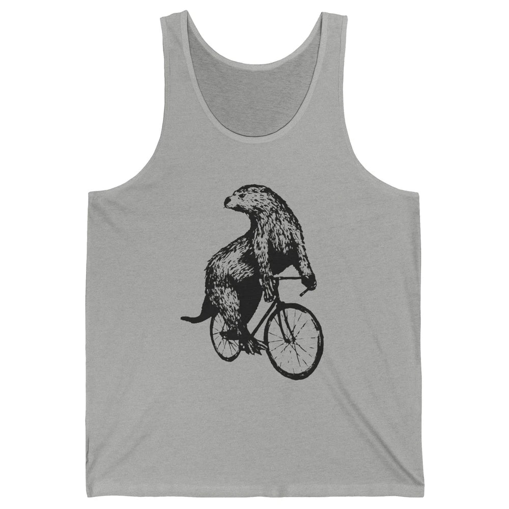 Otter Riding A Bicycle Funny Bike Rider Cute Otters Vintage Unisex Jersey Tank
