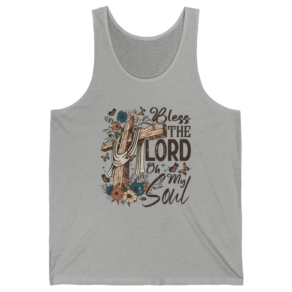 Retro Christian Floral Jesus Cross Bless The Lord Oh My Soul Unisex Jersey Tank