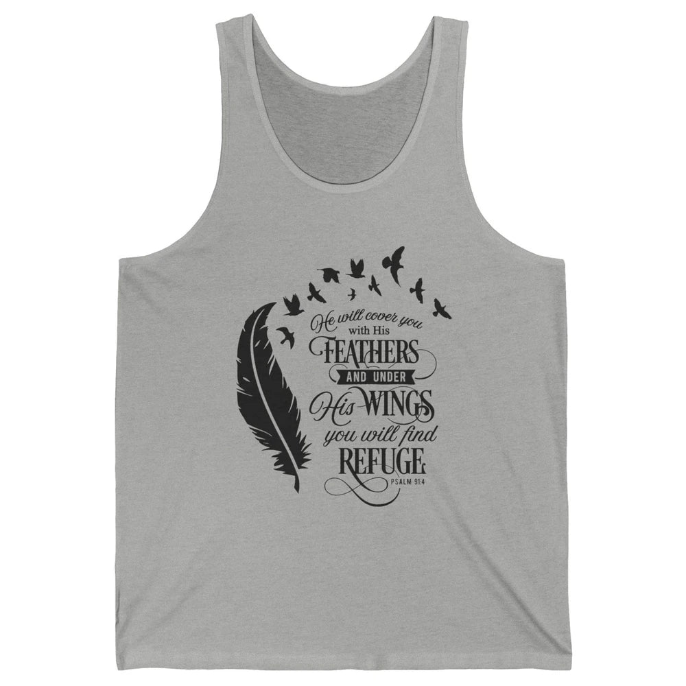 Christian He Will Cover You With His Feathers Bible Verse Unisex Jersey Tank