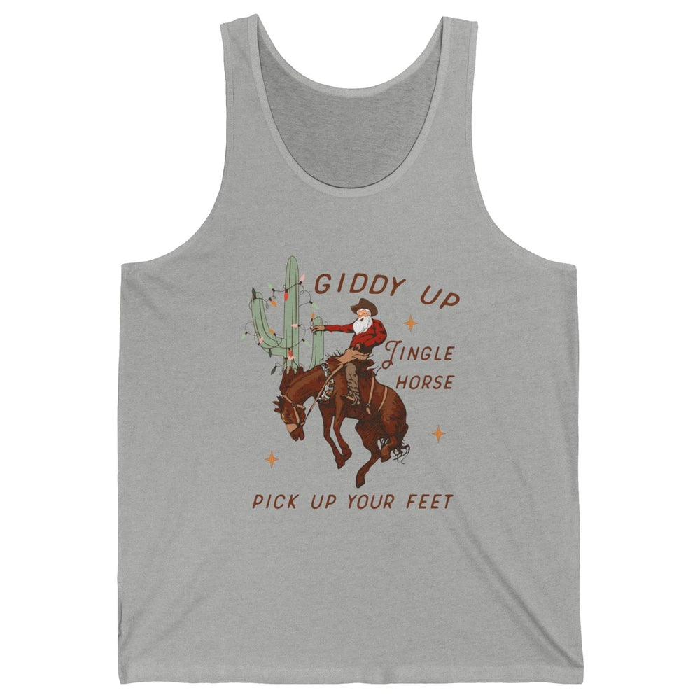 Cowboy Santa Horsing Giddy Up Jingle Horse Christmas Cactus Unisex Jersey Tank