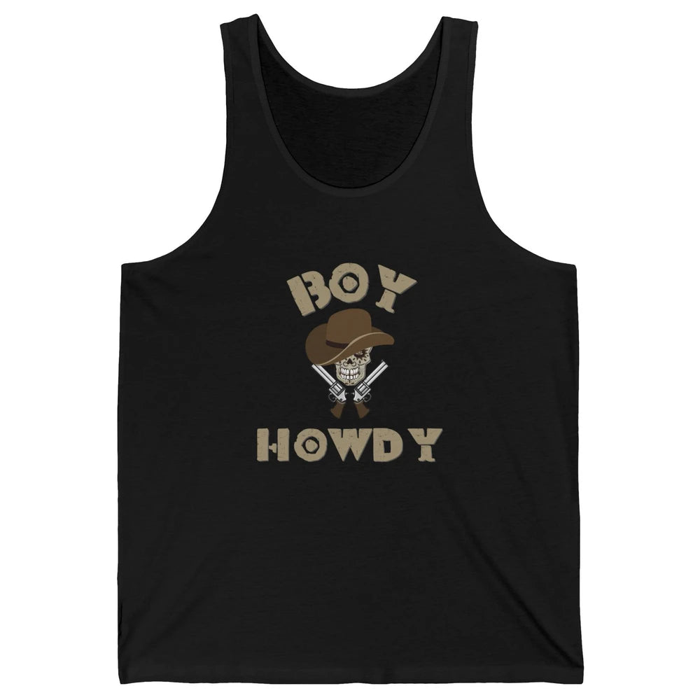 Retro Boy Howdy Rodeo Cowboy Skull Vintage Western Country Unisex Jersey Tank