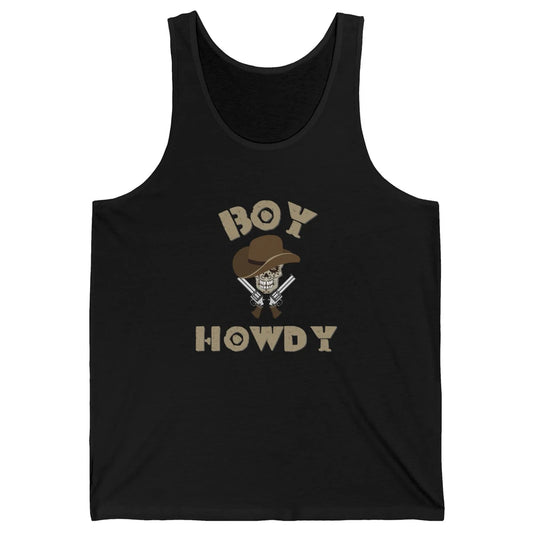 Retro Boy Howdy Rodeo Cowboy Skull Vintage Western Country Unisex Jersey Tank