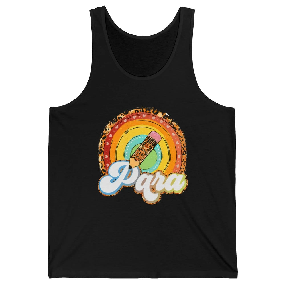 Retro Leopard Rainbow Paraprofessional Teacher Para Squad Unisex Jersey Tank